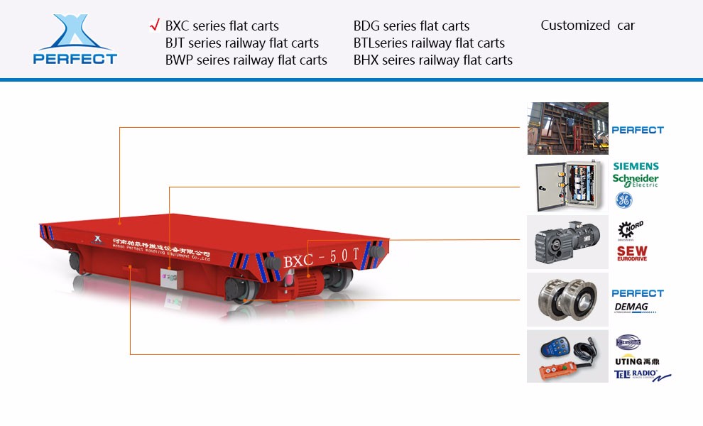 New Style Cable Power Classical Caster Wheel Rail Transfer Cart
